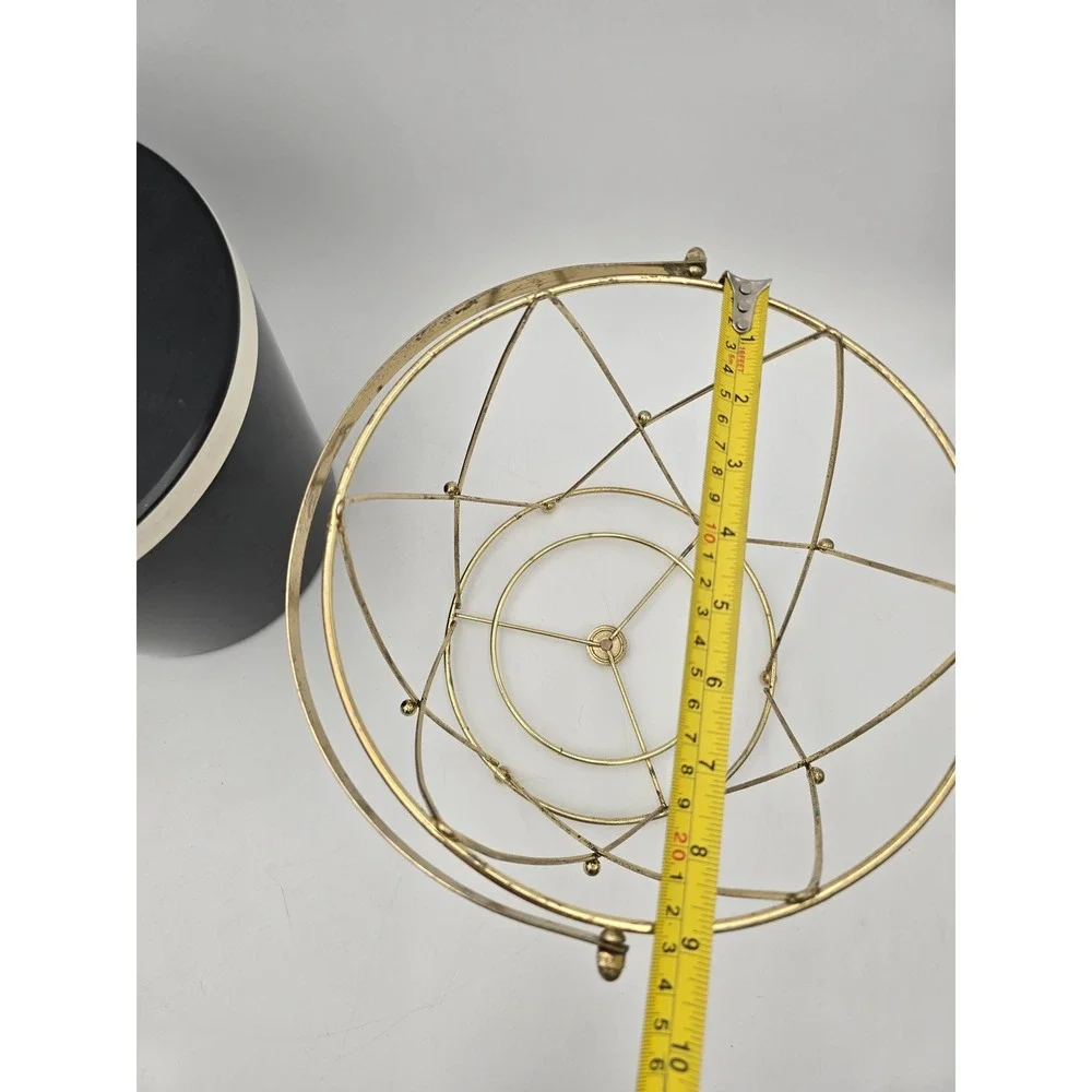 Vintage American Thermos 3940 Ice Bucket Black Gold Metal Wire Drum Frame MCM